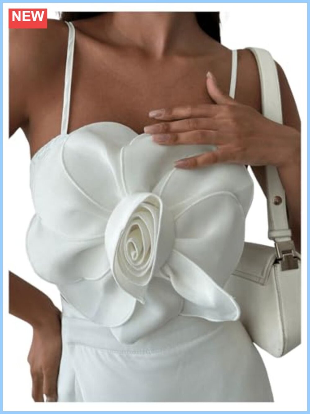3D Flower Crop Cami Adjustable Straps Backless Slim Fit Top